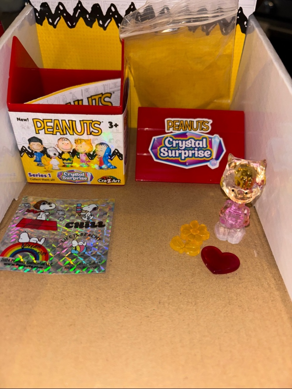 CraZArt Sally, Flower and Heart Peanuts Crystal Toy Pack